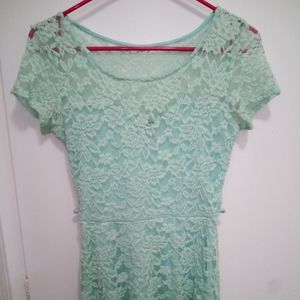 Teal lacey mini dress